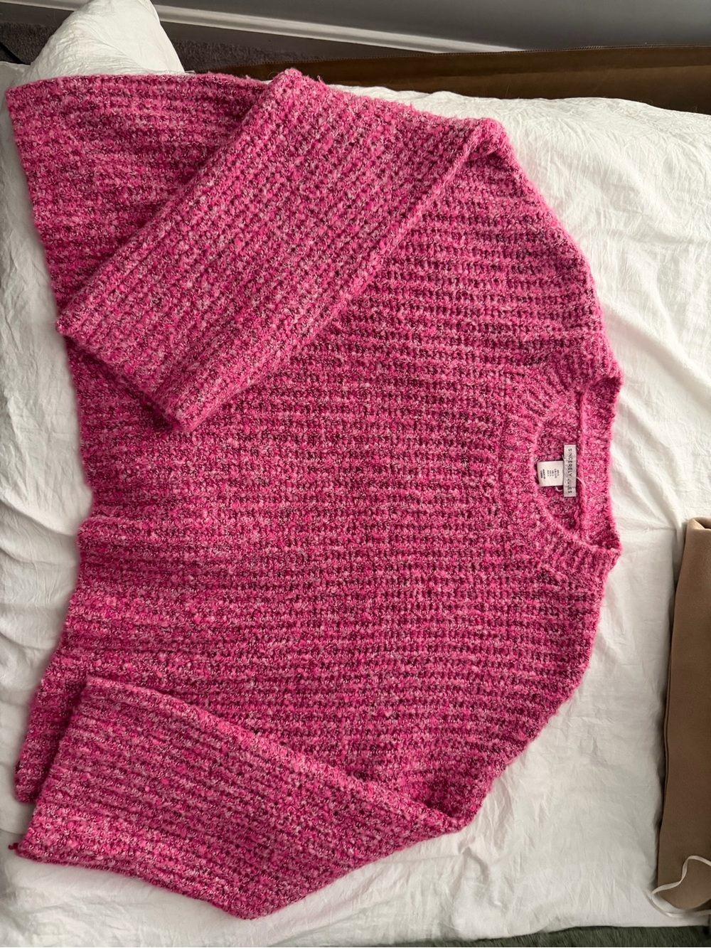 Cozy Pink Bouclé Crewneck Sweater - Women